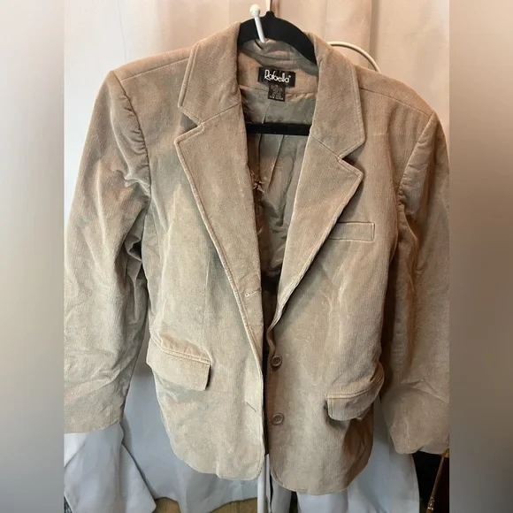 Rafaella Corduroy Tan Pockets Two Button Front Women's Jacket Size 16 - Picture 2 of 6